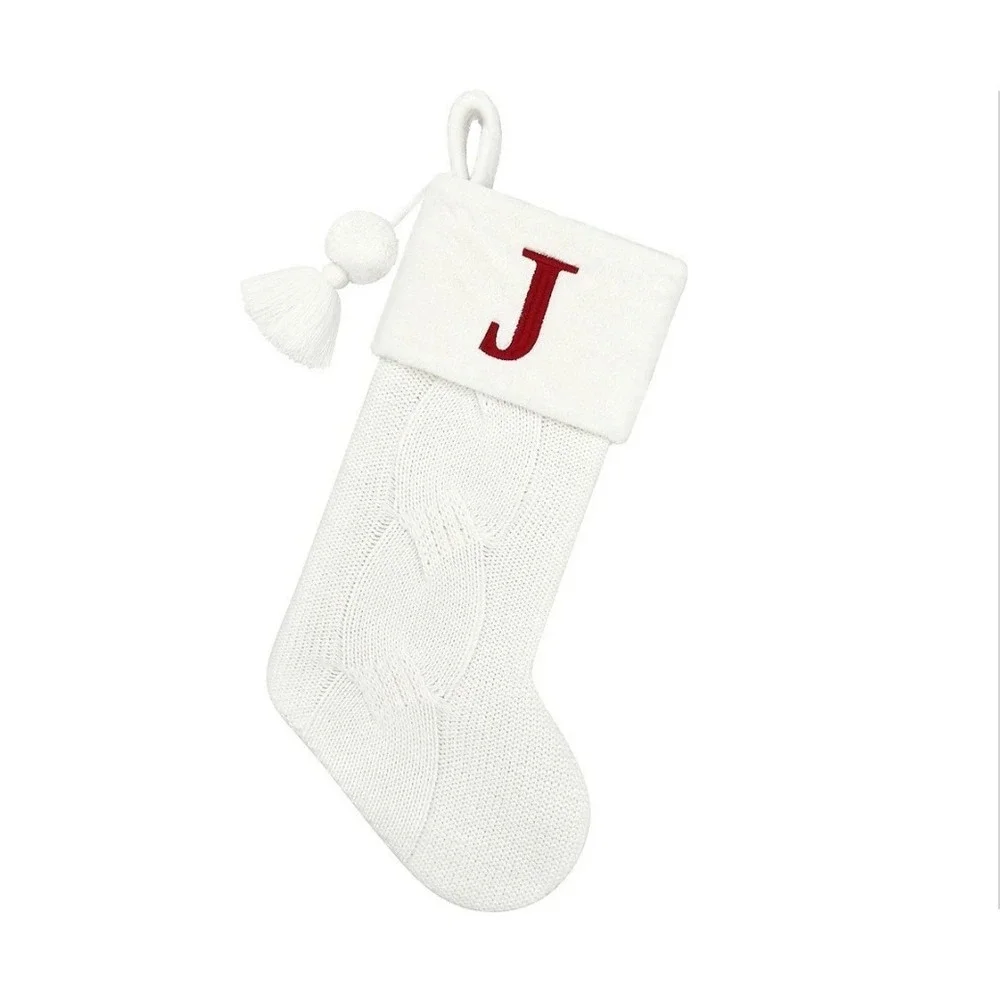 St. Nicholas Square Ivory Cable Knit Christmas Stocking Red‎ 